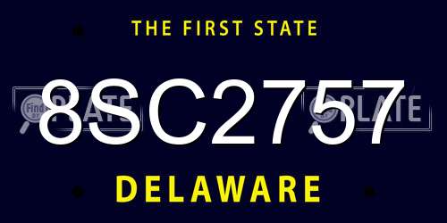8SC2757 Delaware License Plate
