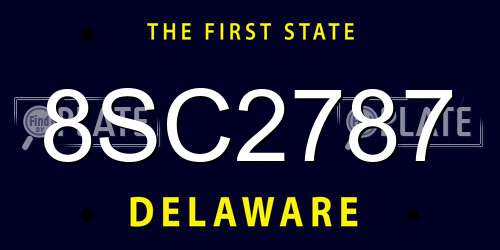 8SC2787 Delaware License Plate