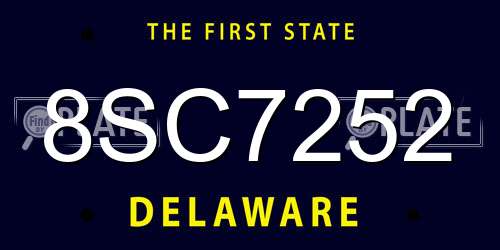 8SC7252 Delaware License Plate