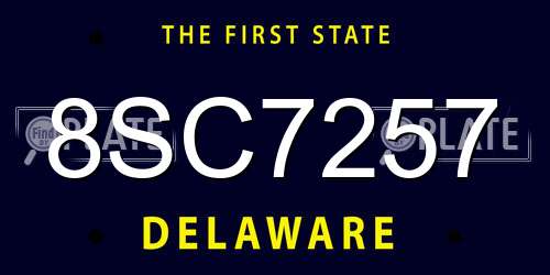 8SC7257 Delaware License Plate