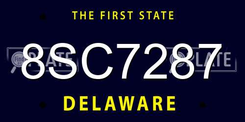 8SC7287 Delaware License Plate