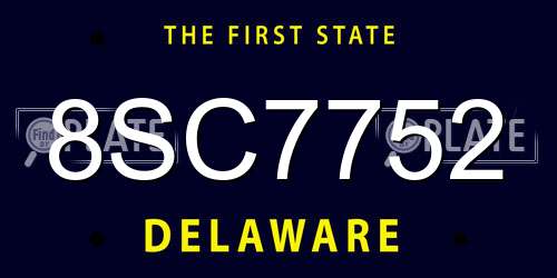 8SC7752 Delaware License Plate