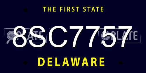 8SC7757 Delaware License Plate