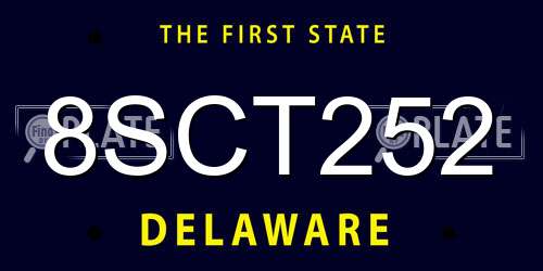 8SCT252 Delaware License Plate