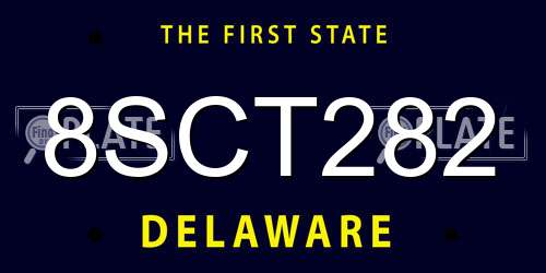 8SCT282 Delaware License Plate