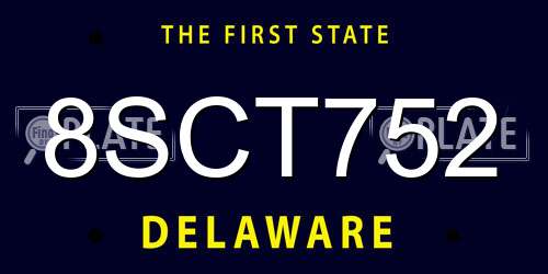 8SCT752 Delaware License Plate