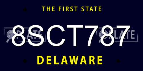 8SCT787 Delaware License Plate