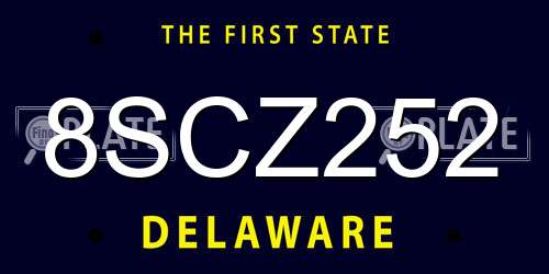 8SCZ252 Delaware License Plate