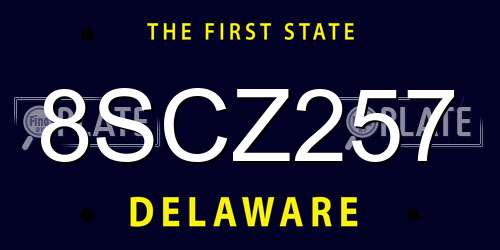 8SCZ257 Delaware License Plate