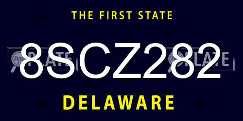 8SCZ282 Delaware License Plate