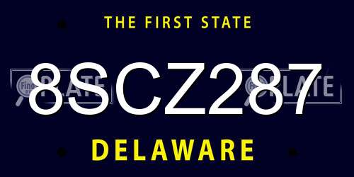 8SCZ287 Delaware License Plate