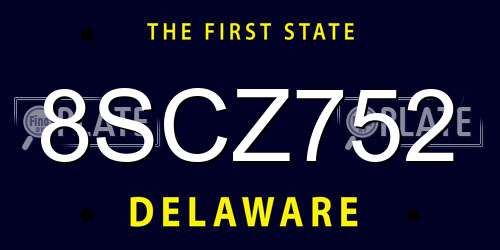 8SCZ752 Delaware License Plate
