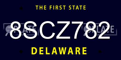 8SCZ782 Delaware License Plate