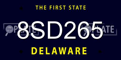 8SD265 Delaware License Plate