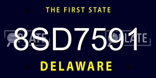 8SD7591 Delaware License Plate