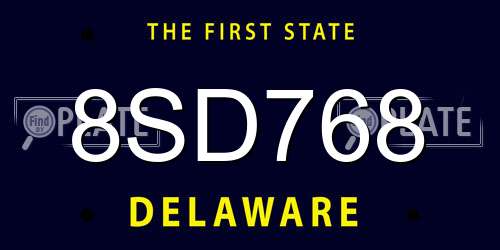 8SD768 Delaware License Plate