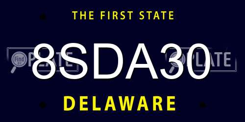 8SDA30 Delaware License Plate