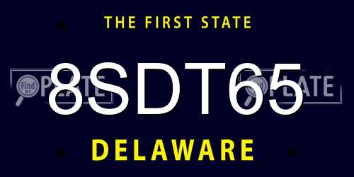 8SDT65 Delaware License Plate