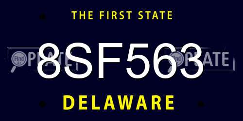 8SF563 Delaware License Plate