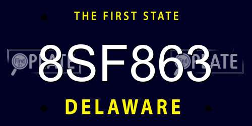 8SF863 Delaware License Plate