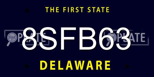 8SFB63 Delaware License Plate
