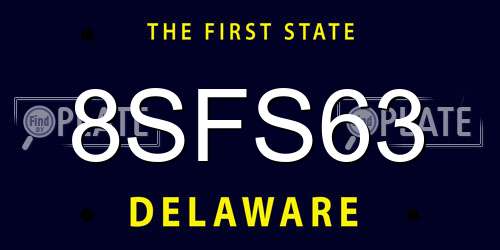 8SFS63 Delaware License Plate