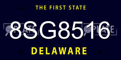 8SG8516 Delaware License Plate