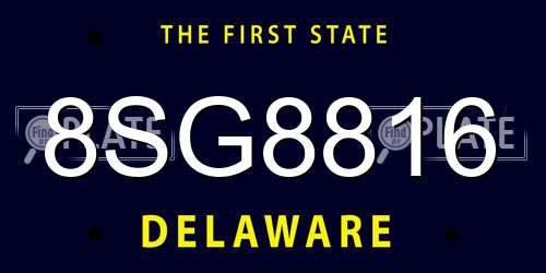 8SG8816 Delaware License Plate