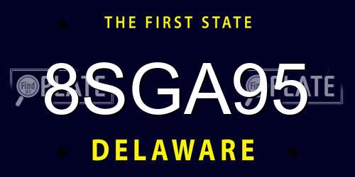 8SGA95 Delaware License Plate
