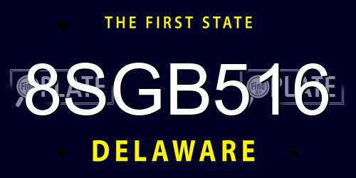 8SGB516 Delaware License Plate