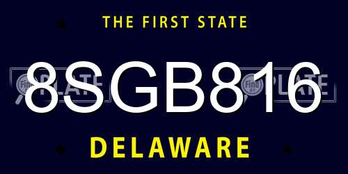 8SGB816 Delaware License Plate