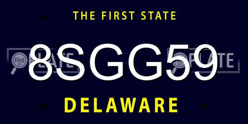 8SGG59 Delaware License Plate
