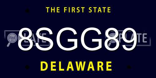 8SGG89 Delaware License Plate