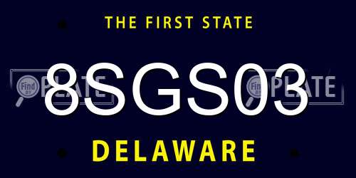 8SGS03 Delaware License Plate