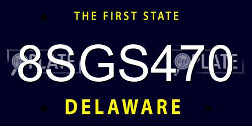 8SGS470 Delaware License Plate