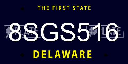 8SGS516 Delaware License Plate