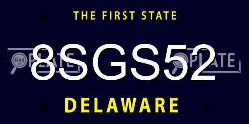 8SGS52 Delaware License Plate