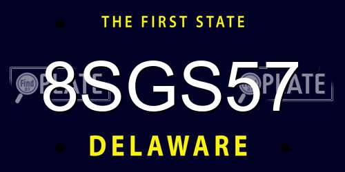 8SGS57 Delaware License Plate