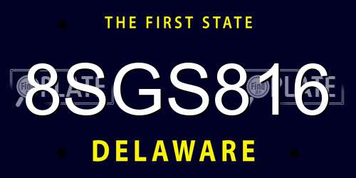 8SGS816 Delaware License Plate