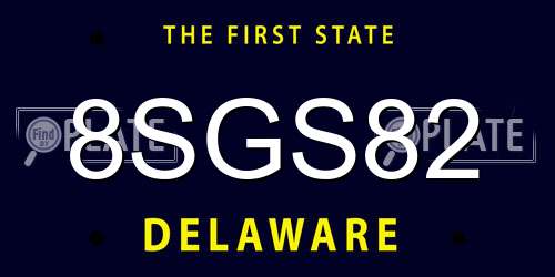 8SGS82 Delaware License Plate