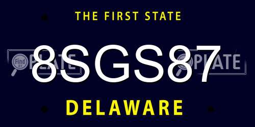 8SGS87 Delaware License Plate