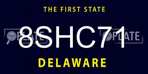 8SHC71 Delaware License Plate
