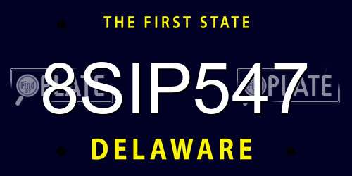 8SIP547 Delaware License Plate