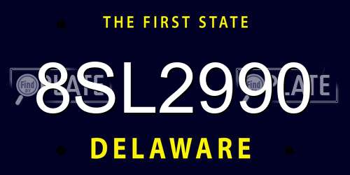 8SL2990 Delaware License Plate