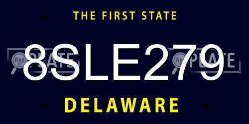 8SLE279 Delaware License Plate