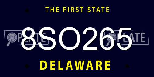 8SO265 Delaware License Plate