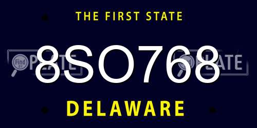 8SO768 Delaware License Plate