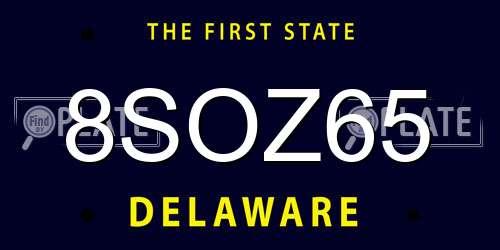 8SOZ65 Delaware License Plate