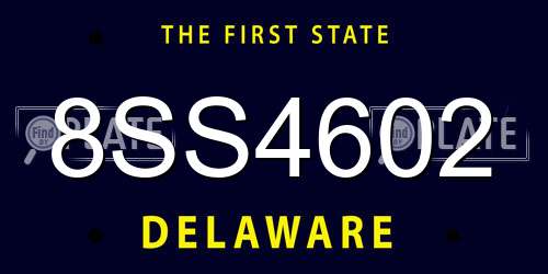 8SS4602 Delaware License Plate