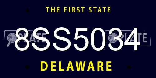 8SS5034 Delaware License Plate